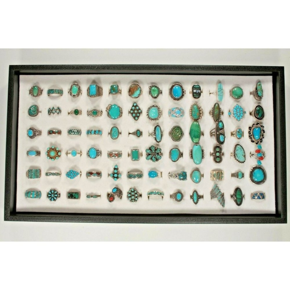 Navajo, Zuni & Other Sterling Silver Turquoise, Coral, Enamel Ring Collection!